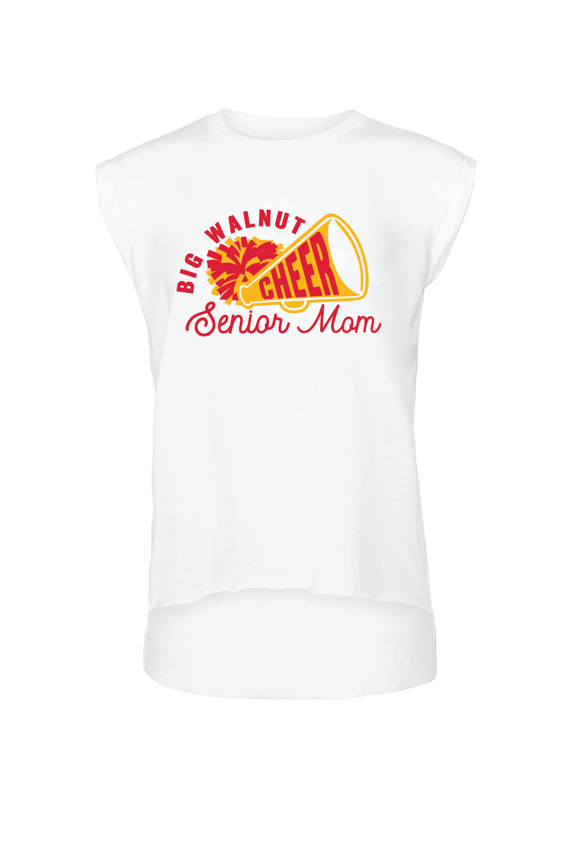 BW Senior Cheer Mom Megaphone and Pom Muscle Tee