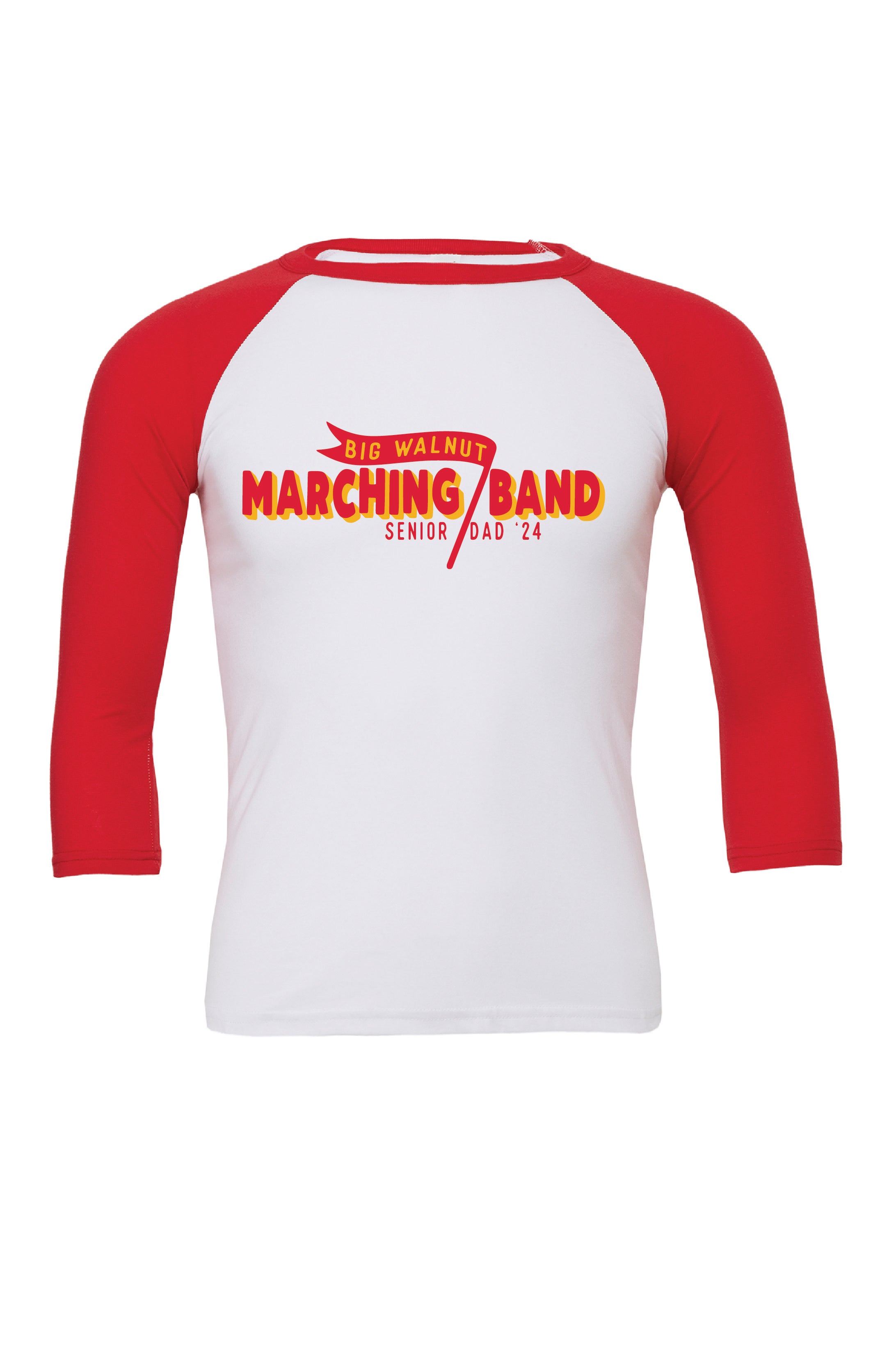 BW Marching Band Red and Gold Baseball Tee