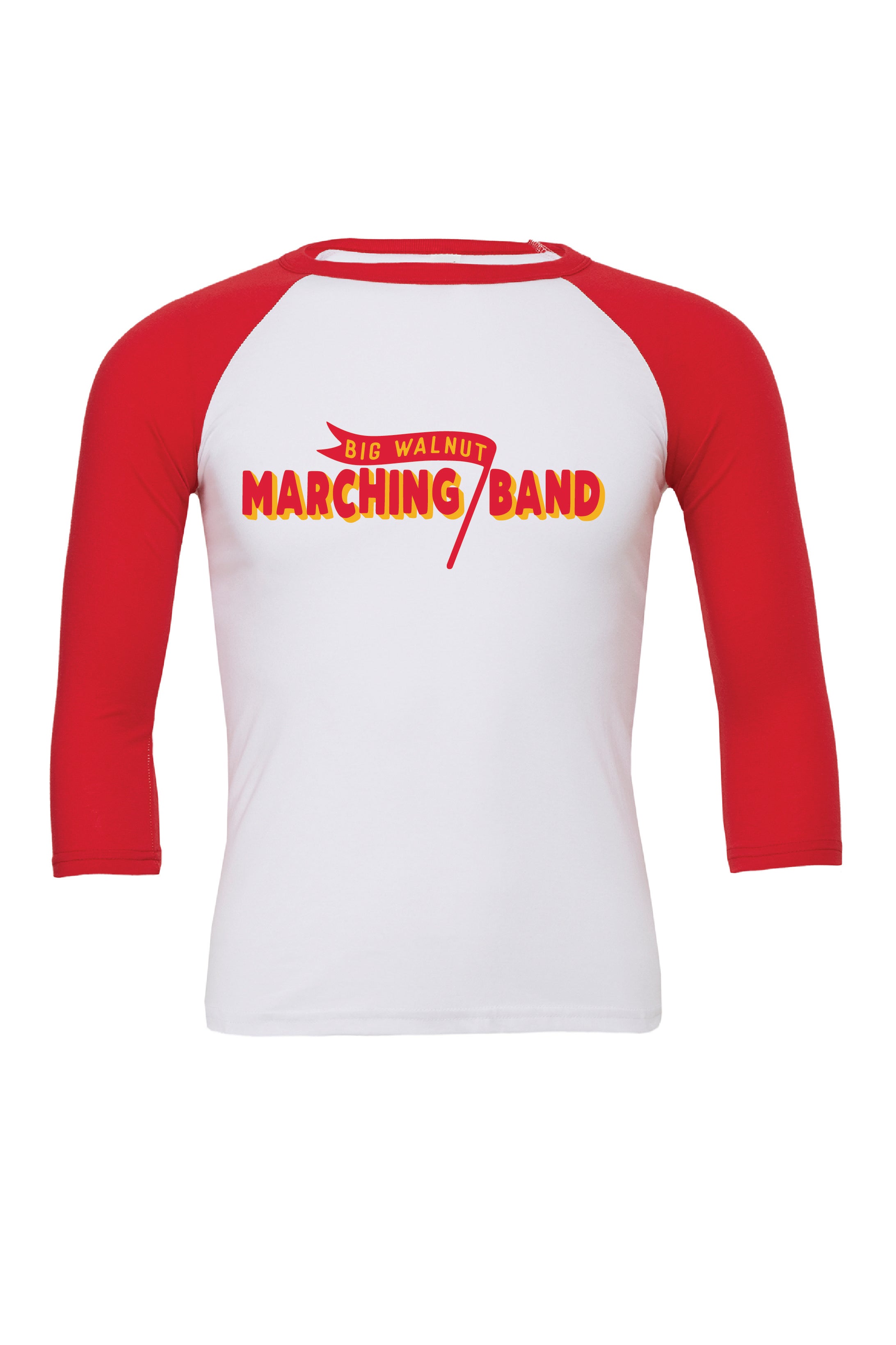 BW Marching Band Red and Gold Baseball Tee